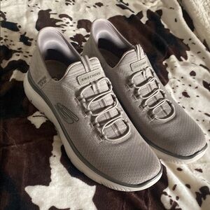 Skechers Gray Athletic Shoes slip on